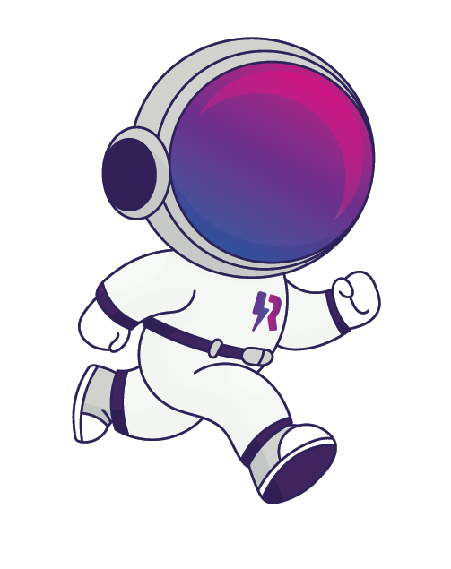 Mascotte astronaute de Recharge.Shop